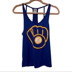victoria's secret pink blue yellow milwaukee brewers tank top size xs